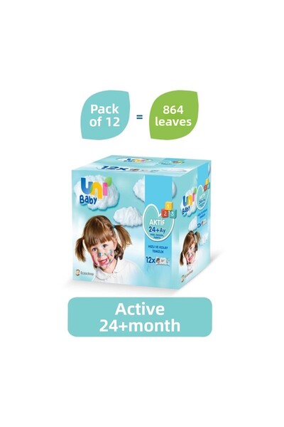 Uni Baby مناديل مبللة أكتيف 12 × 72 ورقة 864 ورقة
