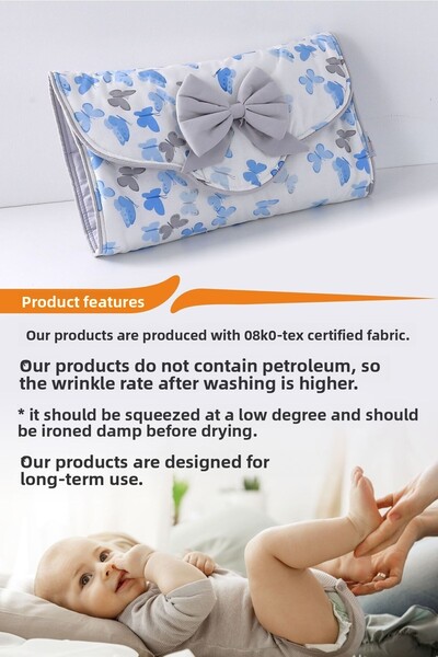 Umaybebek Bottom Opening Cushion, Baby Pillow, Pillow - with Bag - Blue Butterfly