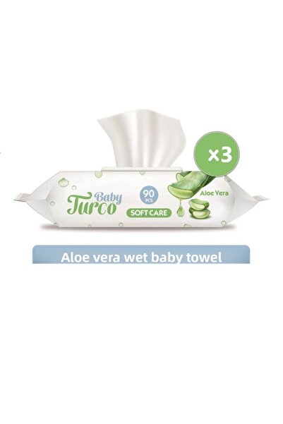 Baby Turco منشفة مبللة للأطفال بالصبار من سوفت كير - 3x90 ورقة