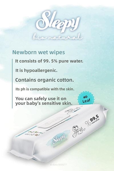 Sleepy Bio Natural 40 Pack Wet Towels - Buy 17 and Pay 15 Baby Cleaning Cotton