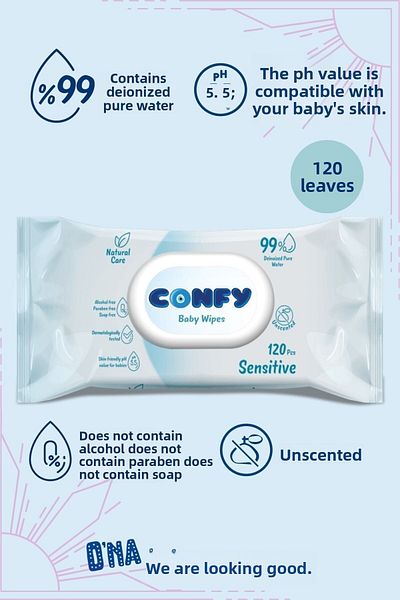 Confy Sensitive Special Wet Wipes for Babies 120 Sheets
