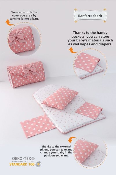 Umaybebek Baby Pillow, Baby Cushion, Pillow - with Bag - Pudra Yıldız