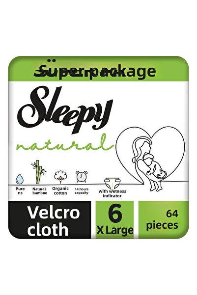 Sleepy عبوة ناتشورال سوبر حفاضات أطفال مقاس 6 إكس لارج 64 قطعة