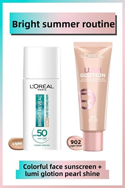 L'Oreal Paris Bright Reveal Anti-Dark Spot Daily Sunscreen Light & Glotion Al...