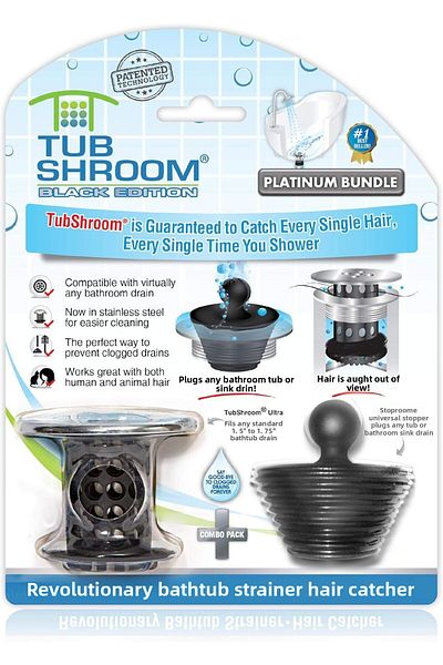 STOREMAX Jvnnastore Bathtub Drain Strainer, Combo Pack, with Silicone Plug, Black Chrome – for Bathroom Drain