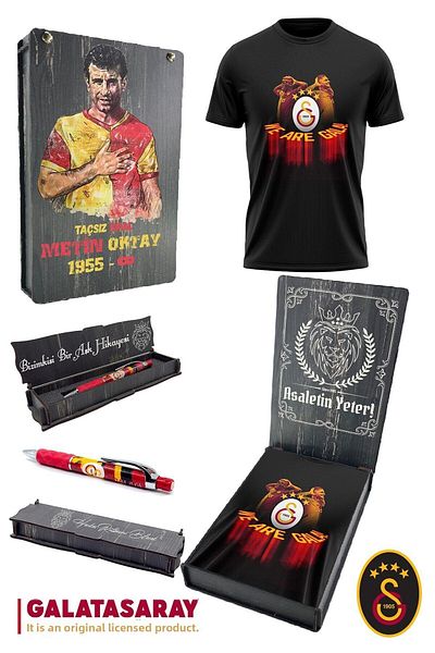 Galatasaray Γνήσιο σετ μπλουζάκι και στυλό με άδεια We Are Gala σε ξύλινο κουτί
