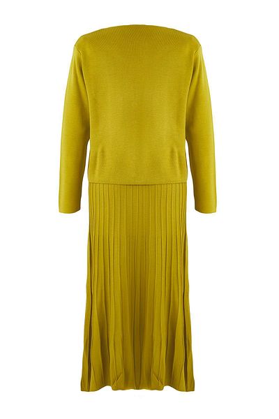 Trendyol Modest Oil Green Buttoned Cardigan-Skirt Knitwear Top and Bottom Set Tctaw24Us00043