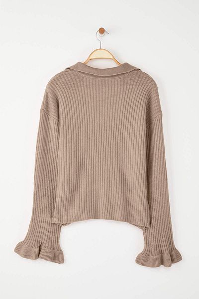 Trendyol Collection Mink Soft Textured Sleeve Flounce Knitwear Sweater Twoaw26Kz00085