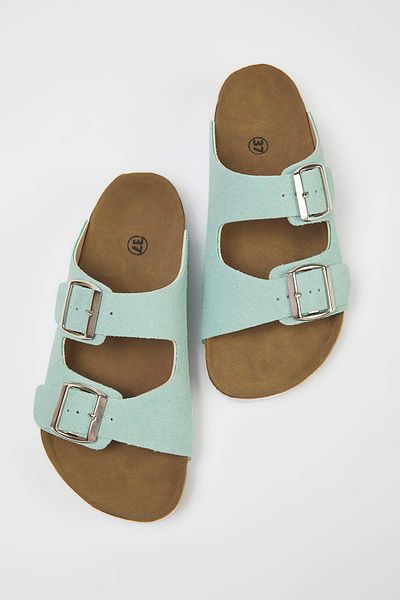 TRENDYOL SHOES Mint Double Buckle Women's Slippers Takss24Te00004