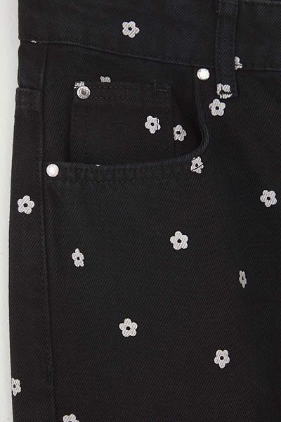 Trendyol Collection Black Floral Pattern Regular Waist Wide Leg Jeans Twoaw26Je00004
