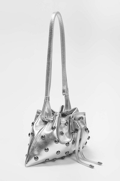 TRENDYOL SHOES Silver Troc Embroidered Women's Mini Pouch Shoulder Bag Takss25Oc00037