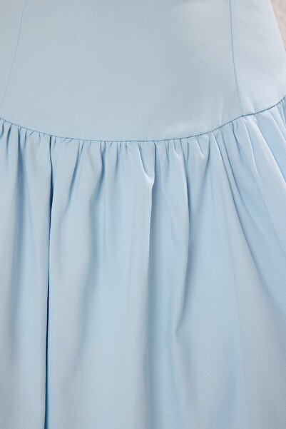 Trendyol Collection Modré tkané krátké/mini šaty s rozepnutým pasem TWOSS25EL00865