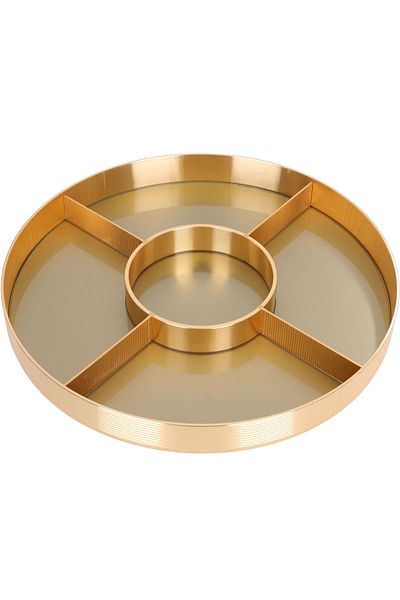 Alsaif Gallery Plastic Serving Plate Al Seif Gallery, Round, Divided into Five Sections, Lid - Gold
