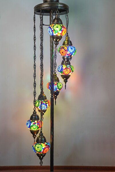 CYL El yapımı mozaik 7’ Li Lambader ampul hediyeli