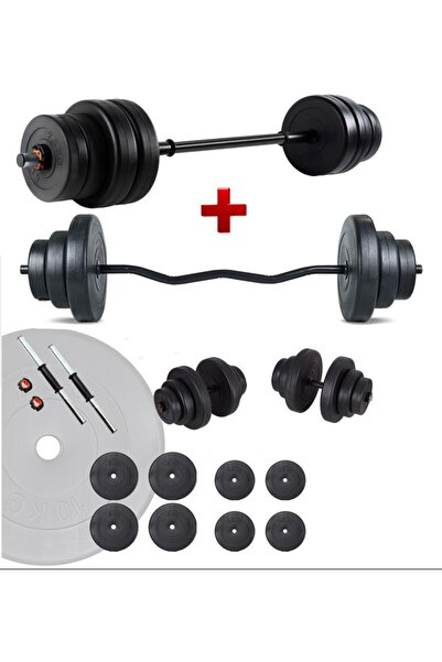 ECG Spor 38 Kg Z Bar Halter Seti Ve Dambıl Seti Ağırlık Fitness Seti