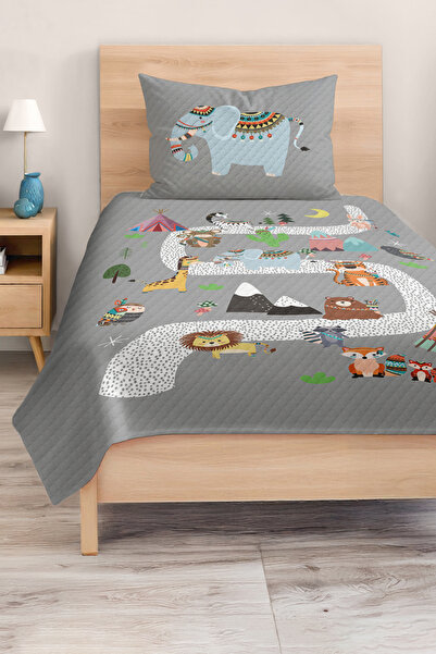 Realhomes Eğlenceli Hayvan Desenli Tek Kişilik Çocuk ve Genç Odası Pike Takım...