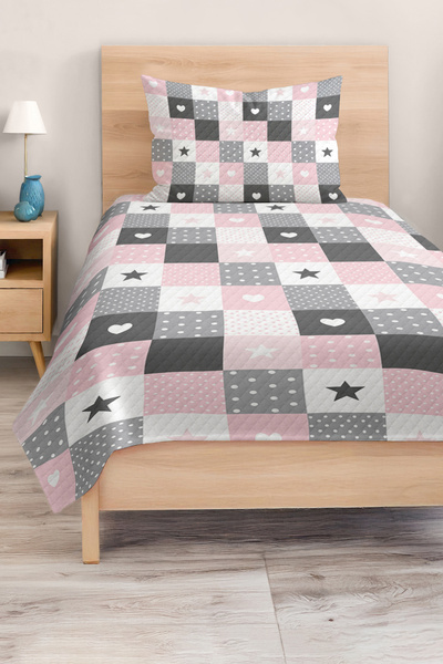 Realhomes Cute Star and Heart Patterned Single Children's and Teenager's Room Pique Set