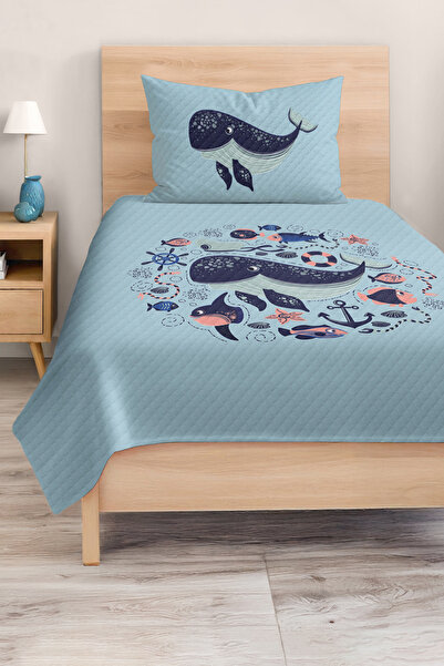 Realhomes مجموعة مفرش سرير منقوشة على شكل سمكة مدرسية لغرفة الأطفال والمراهقين