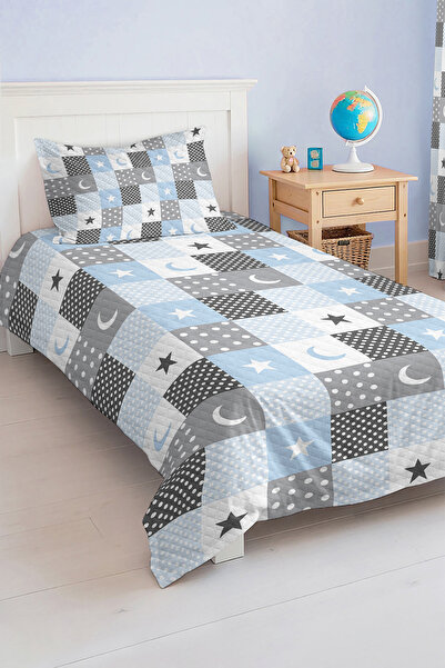 Realhomes Star and Moon Patterned Single Children's and Teenager's Room Pique Set Bedspread