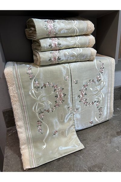 incisecrethome Bamboo Hand and Face Towel 1 Piece Embroidered 50* 90 cm