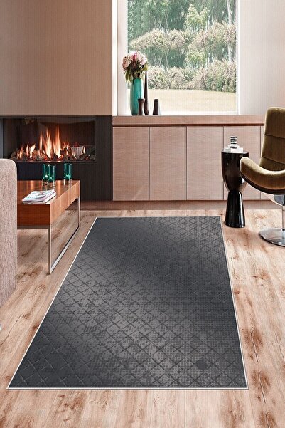 on the clouds Gri Baklava Desen Yıkanabilir Kaymaz Taban Leke Tutmaz Modern S...