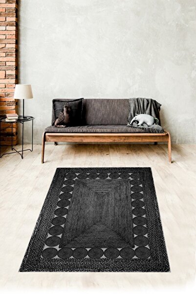 on the clouds Jüt Hasır Kilim Görünümlü Dijital Baskılı Kaymaz Taban Yıkanabi...