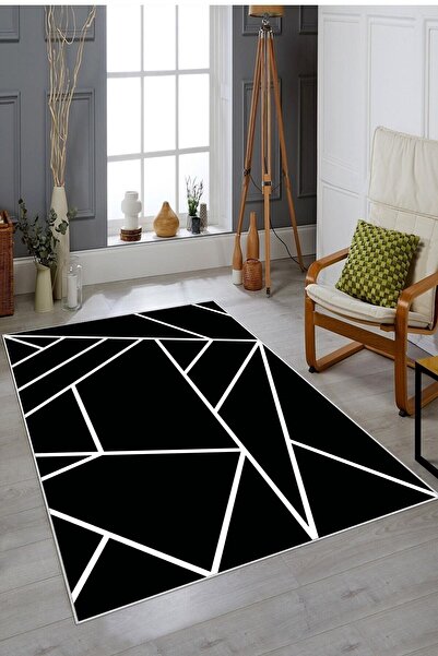 on the clouds Gri Zemin Beyaz Geometrik Çizgili Yıkanabilir Kaymaz Taban Leke...