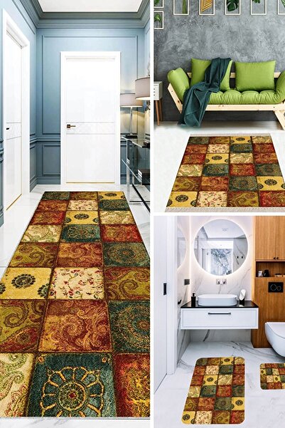 on the clouds 3'lü Yatak Odası Halısı Takımı Yolluk  3'lü Set Etnik (1ad 80 x...