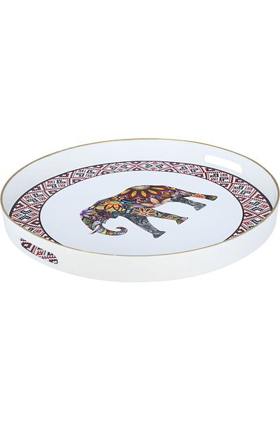 Alsaif Gallery Serving Tray Plastic, Al Seif Gallery, 42 cm, Round - White