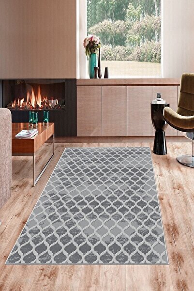 on the clouds Gri Zemin Kupa Desenli Yıkanabilir Kaymaz Taban Leke Tutmaz Mod...