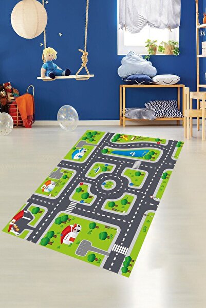 farbala Yeşil Araba Trafik Yolu Kaymaz Taban Leke Tutmaz Yıkanabilir İnce Yaz...