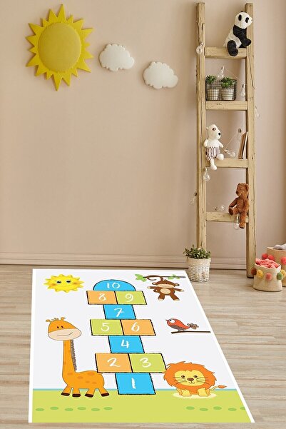 farbala Zürafa Aslanlı Seksekli Kaymaz Taban Leke Tutmaz Yıkanabilir İnce Yaz...