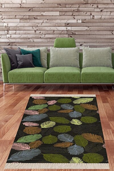 farbala Kuş Tüyü Yaprak Desen Taban Leke Tutmaz Yazlık Ekonomik Salon Halısı ...