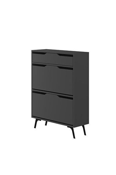 Mourah Home Modern Asta 12 Pair Shoe Cabinet - 81.6cm L x 29.5cm W x 110cm H - Gray