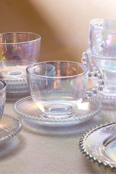 Perotti Beaded Luster 6 Person 200ml Glass Teacup 17063