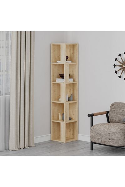 Mourah Home Piano Modern Corner Bookcase Display Unit Oak