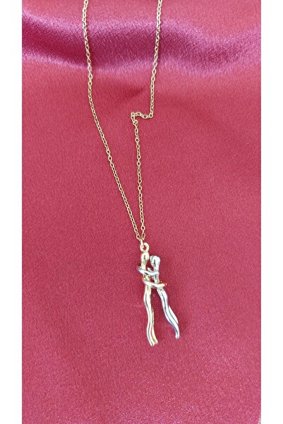 magische Gold Color Love Themed Hugging Darling Pendant Couple Necklace