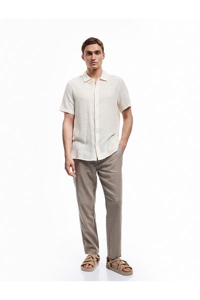 Koton Regular Fit Summer Trousers with Pocket Detail and Lace-Up Waist