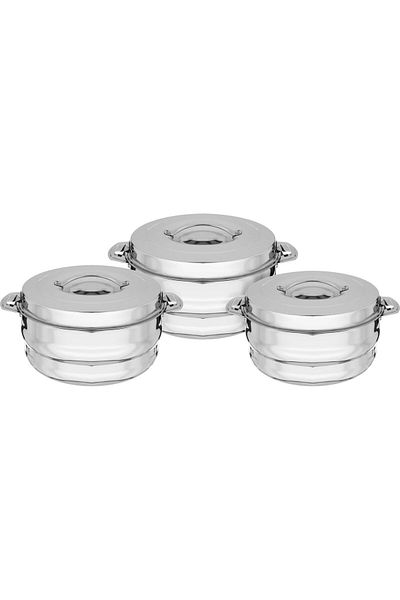 Alsaif Gallery Maxima 3-piece set of engraved steel containers (2.5, 3.5 and 5) litres