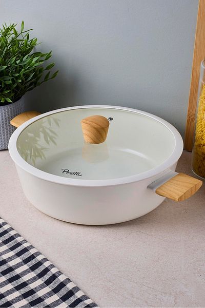 Perotti Danish Cook Beige Induction Base Carnıyarık Pot 28 cm