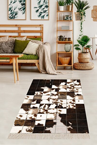 linazaitun Dana Derisi Desenli Dijital Baskı Yıkanabilir Kaymaz Taban Modern ...