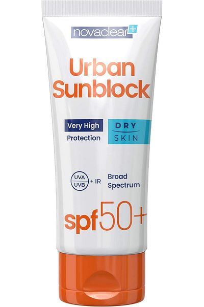 Novaclear Urban Sunblock SPF 50+ for Dry Skin – Broad Spectrum UV Protection Sunscreen with Hyalur
