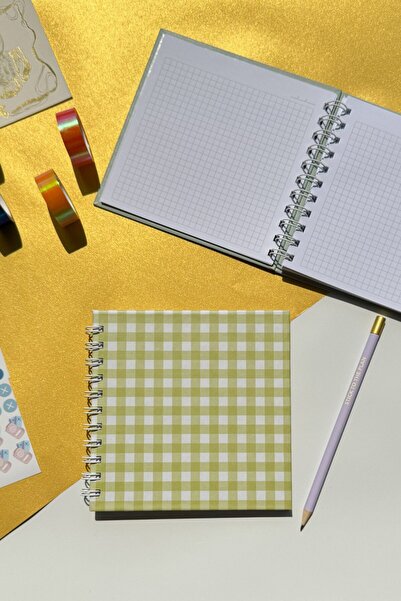 Martius Art 15x15 سم غطاء صلب دوامة المفكرة نمط القماش القطني الأخضر للمدرسة