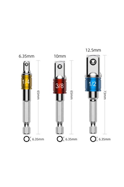 Choice3 Style S 3PCS Impact Driver Socket Extension Adapter Extended Converte...