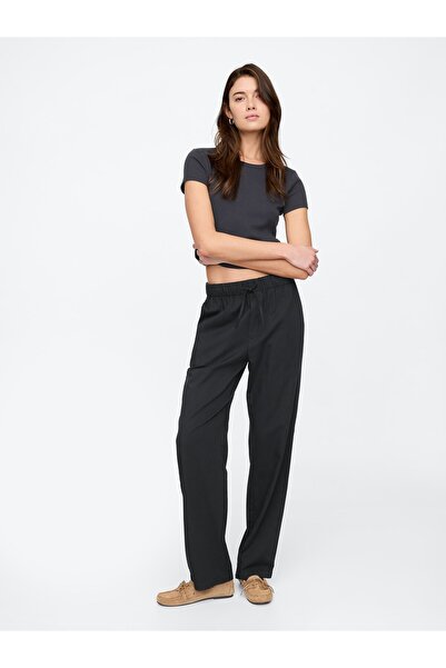 GAP Kadın Siyah Mid Rise Twill Pantolon