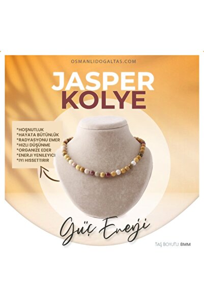OSMANLI DEĞERLİ TAŞ Sertifikalı Jasper Doğaltaş Kolye 8 Mm, M521
