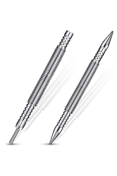Choice 2pcs Spring Tool Hammerless Nail Set Center Pin Punch Spring Loaded Marking Carpenter Woodworking Dr