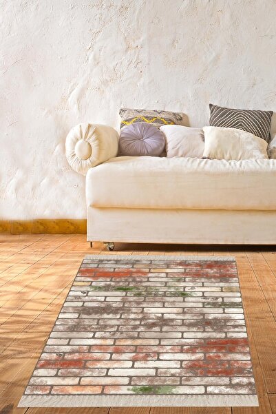 linazaitun Renk Geçişli Taş Duvar Desen Dijital Baskı Yıkanabilir Kaymaz Taba...