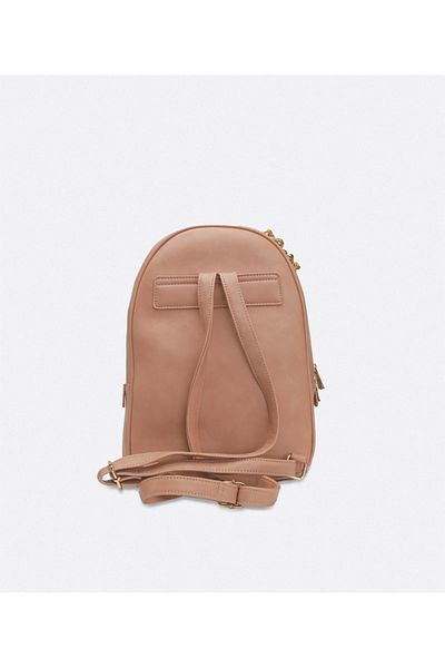 AMICA Estela Quilted Leather Backpack With Zipper Closure And Adjustable Straps