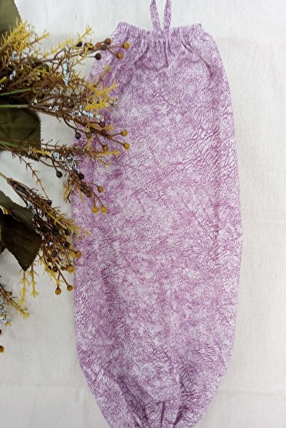 Emtory Home Mor Lila Ağaç Kabuğu Desenli Organizer Keten Çift Lastikli Poşetlik - Mutfak Organizer